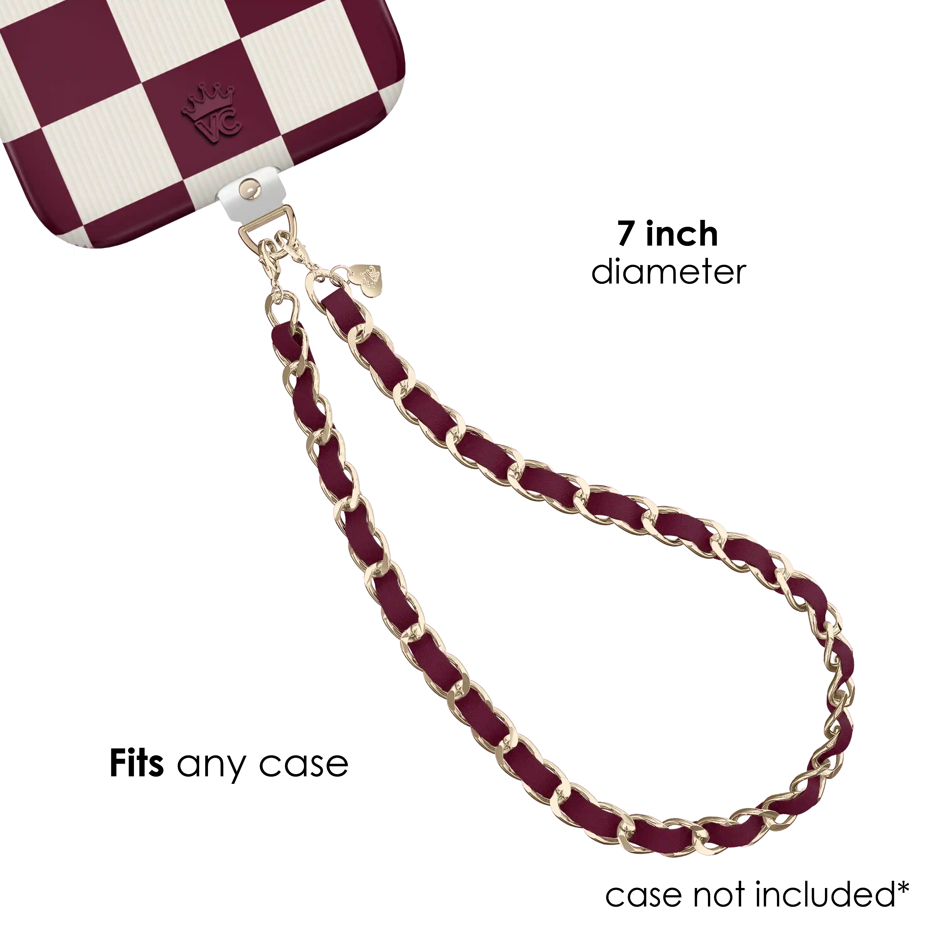 Burgundy Leather Chain Phone Charm