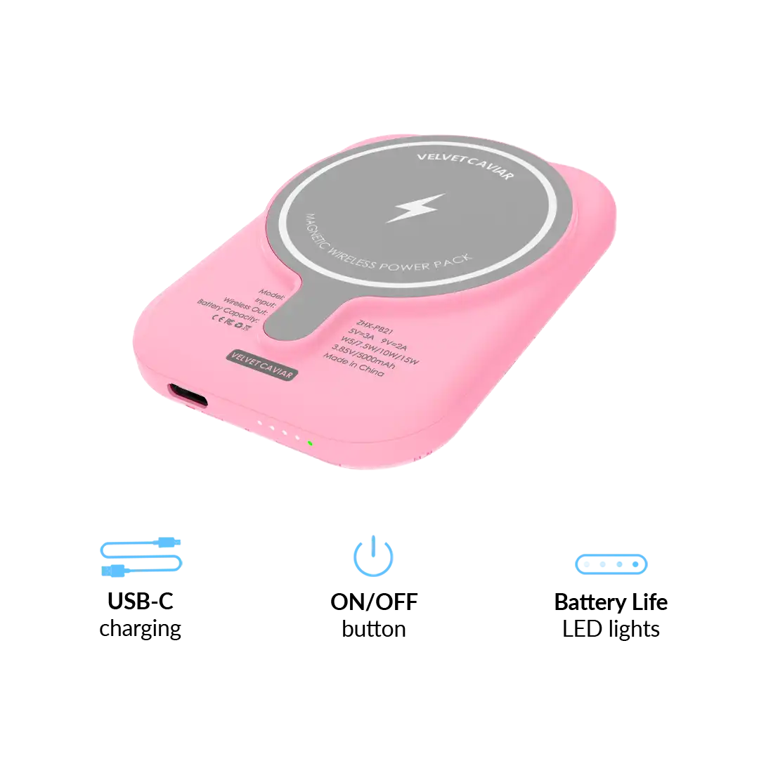 Pink Cherry Blossom Portable MagSafe Charger Power Pack