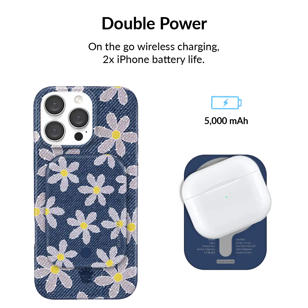 Denim Daisy Portable MagSafe Charger Power Pack