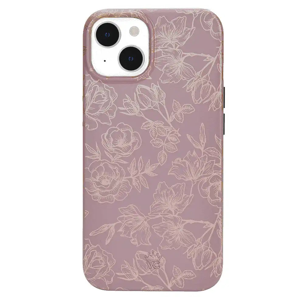 Dusty Rose Chrome Floral iPhone Case