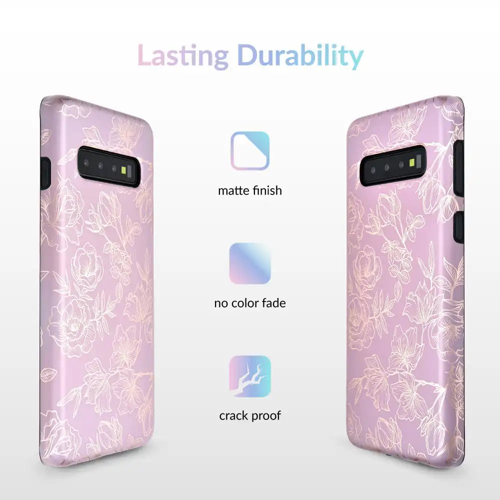 Dusty Rose Chrome Floral Samsung Galaxy Case