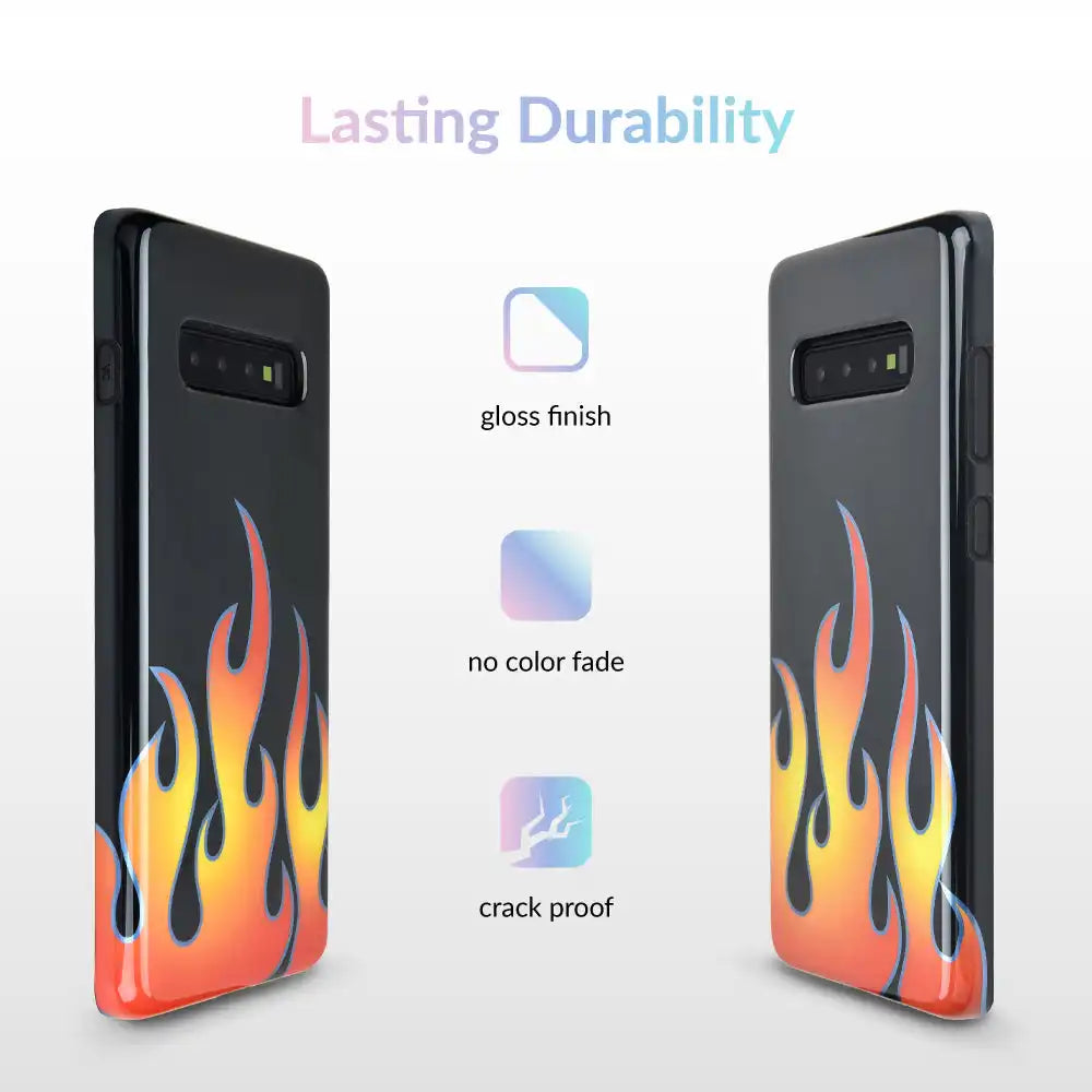 Blue Chrome Flames Samsung Galaxy Case