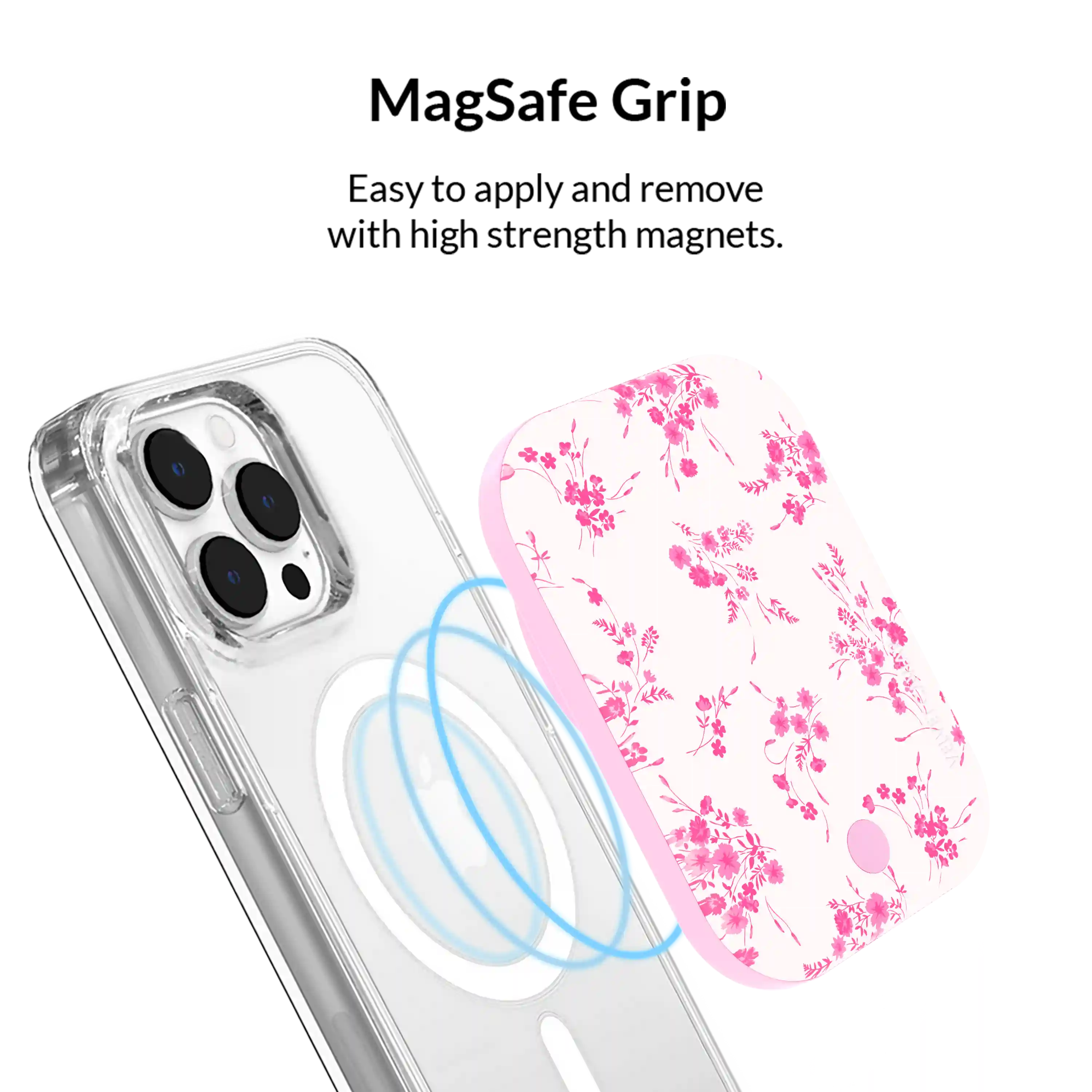 French Rose Floral Portable MagSafe Charger Power Pack