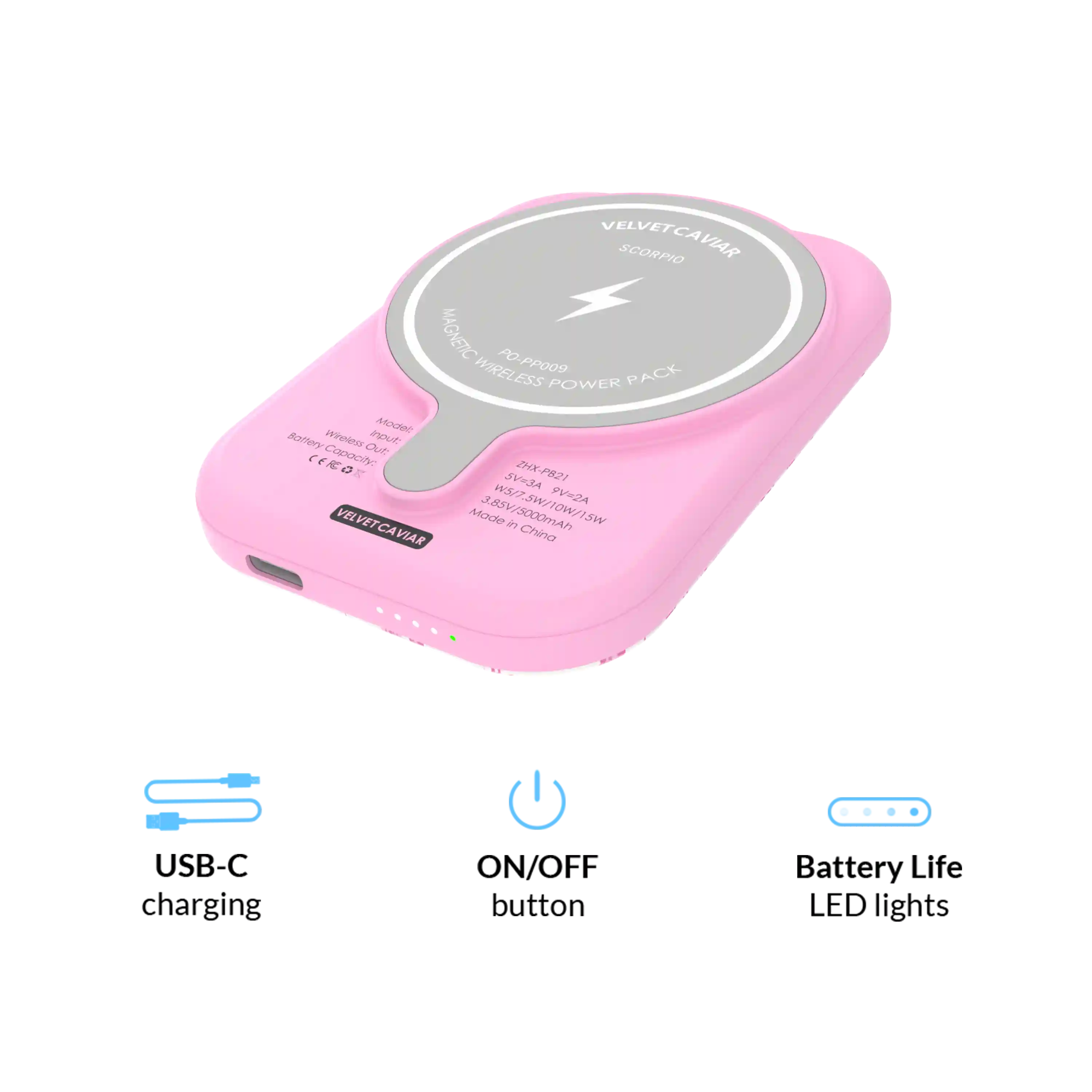 French Rose Floral Portable MagSafe Charger Power Pack