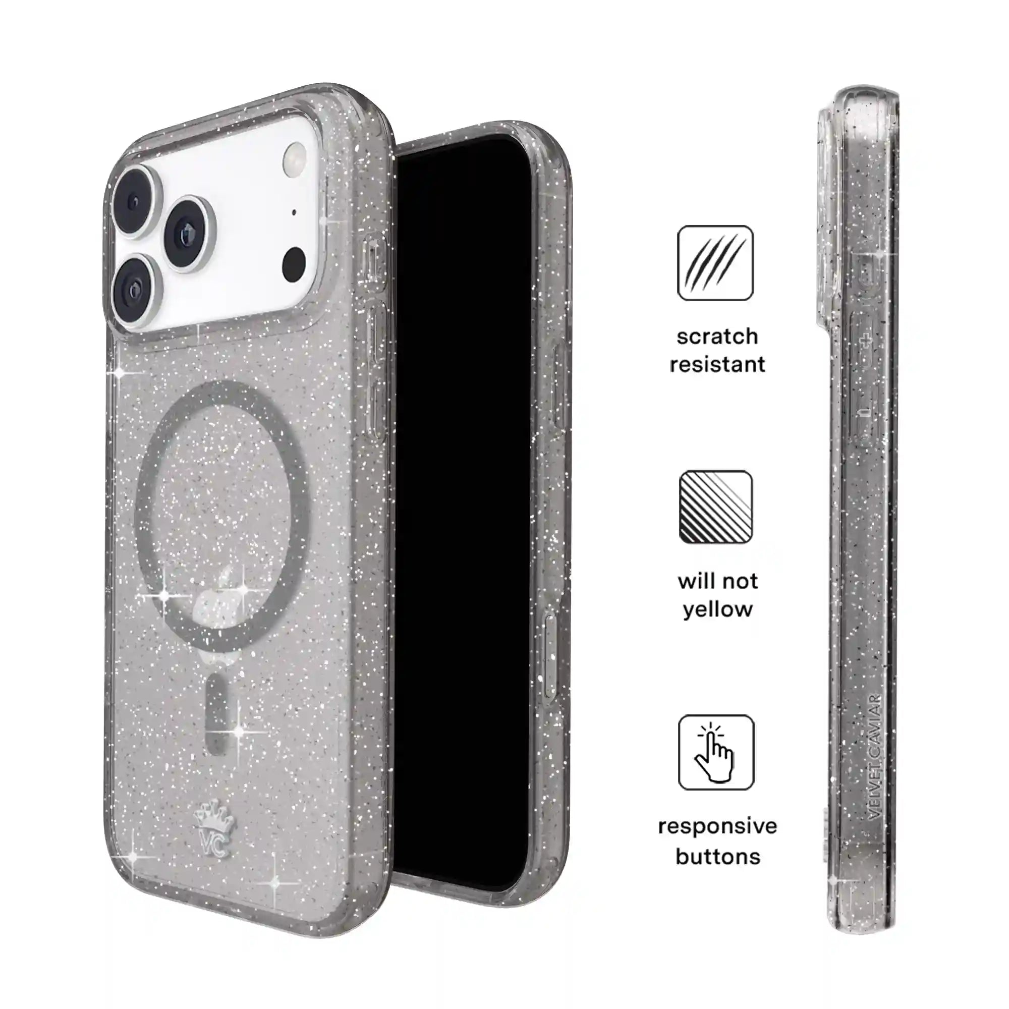 Grey Stardust Glitter iPhone Case