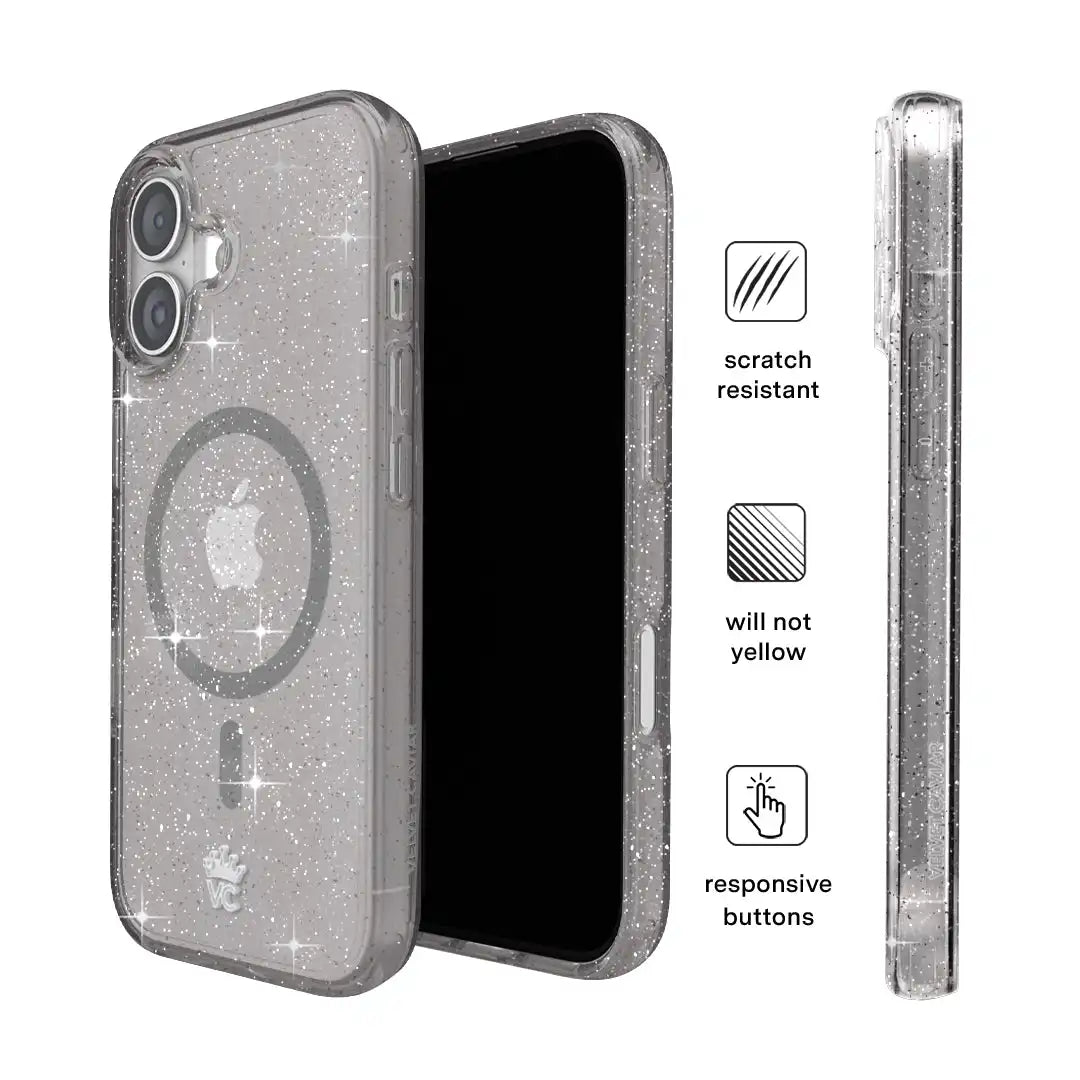 Grey Stardust Glitter iPhone Case
