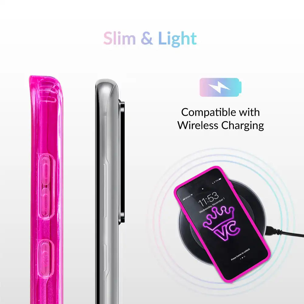 Neon Pink Clear Samsung Case