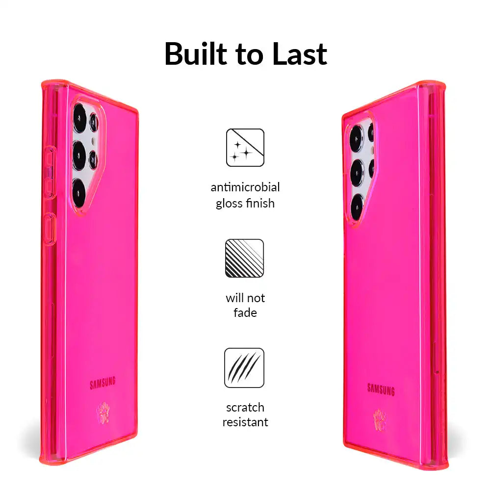 Neon Pink Clear Samsung Case