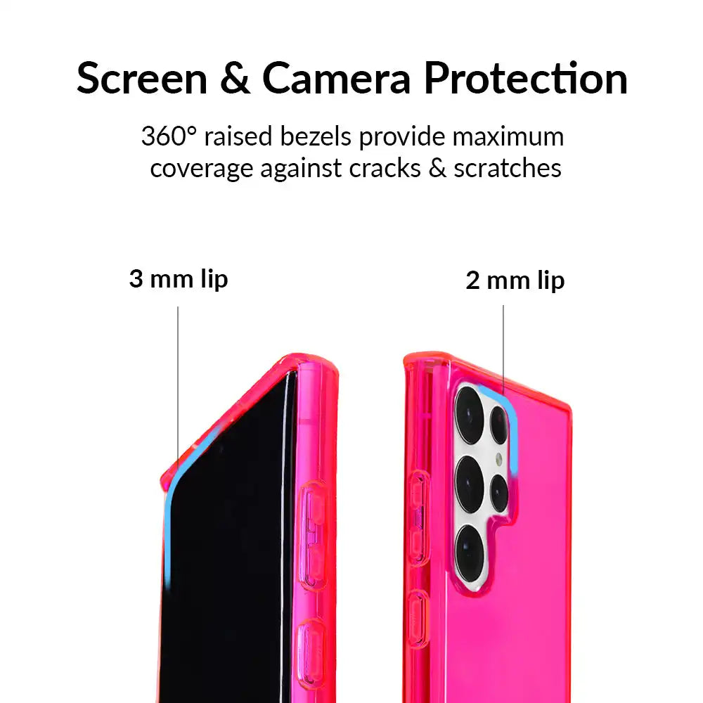 Neon Pink Clear Samsung Case