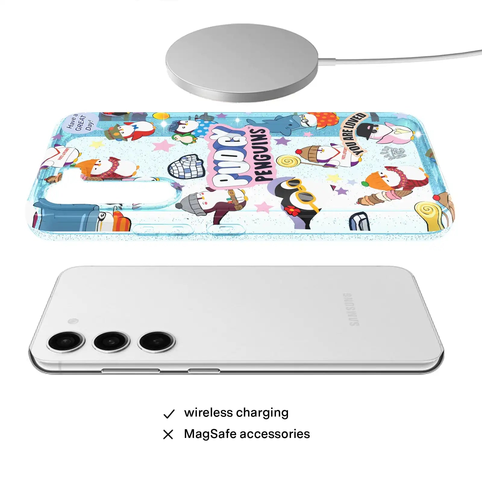 Pudgy Penguins Iceberg Glitter Samsung Case