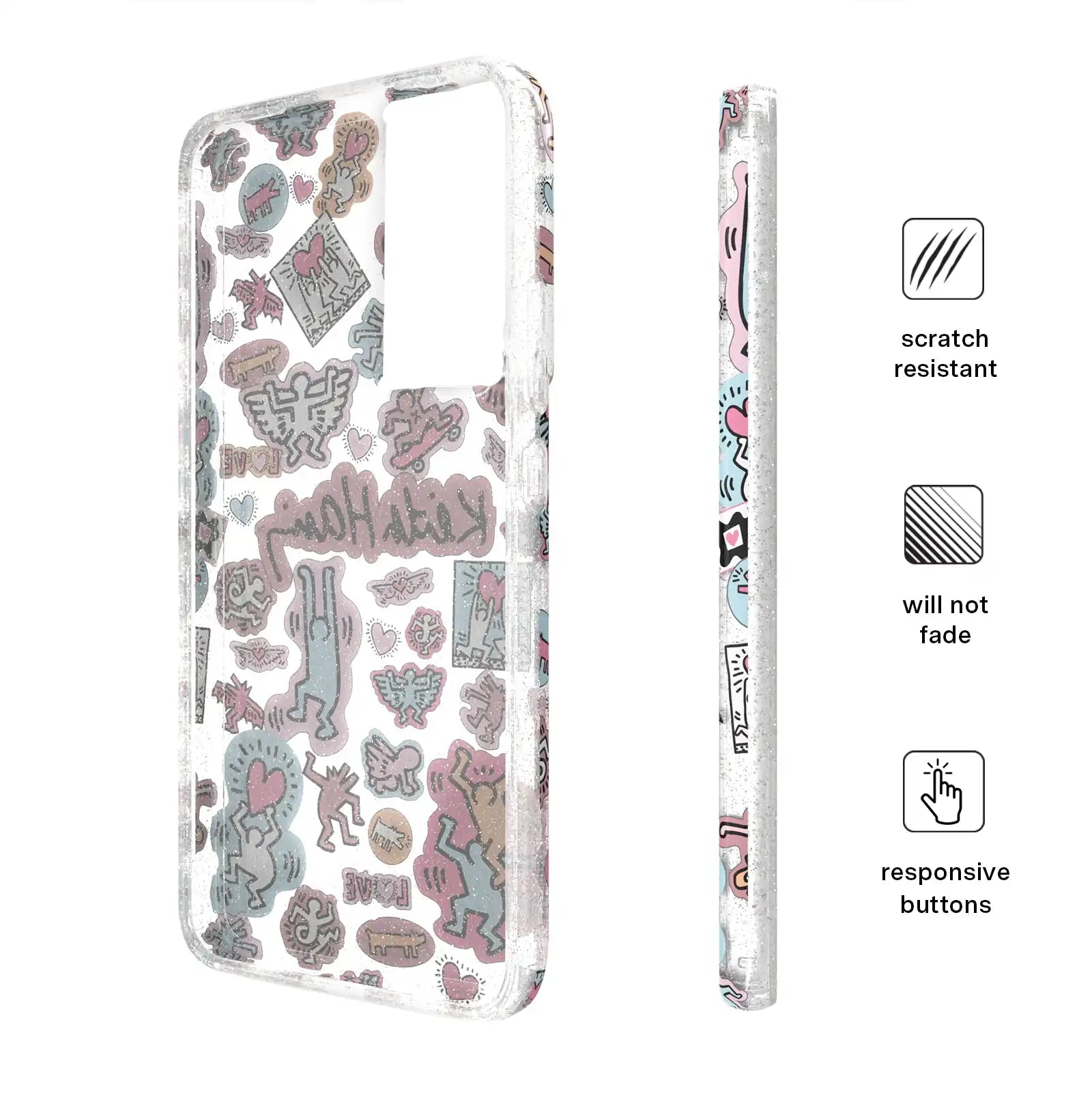 Keith Haring Pastel Glitter Samsung Case
