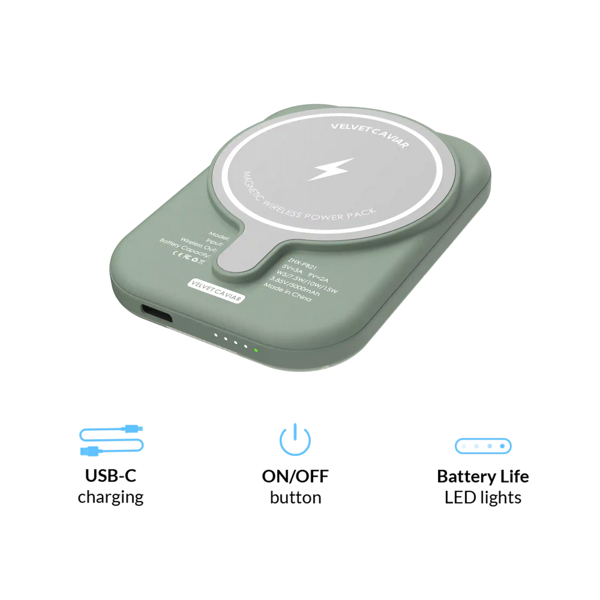 Pistachio Vibe Checkered Portable MagSafe Charger Power Pack