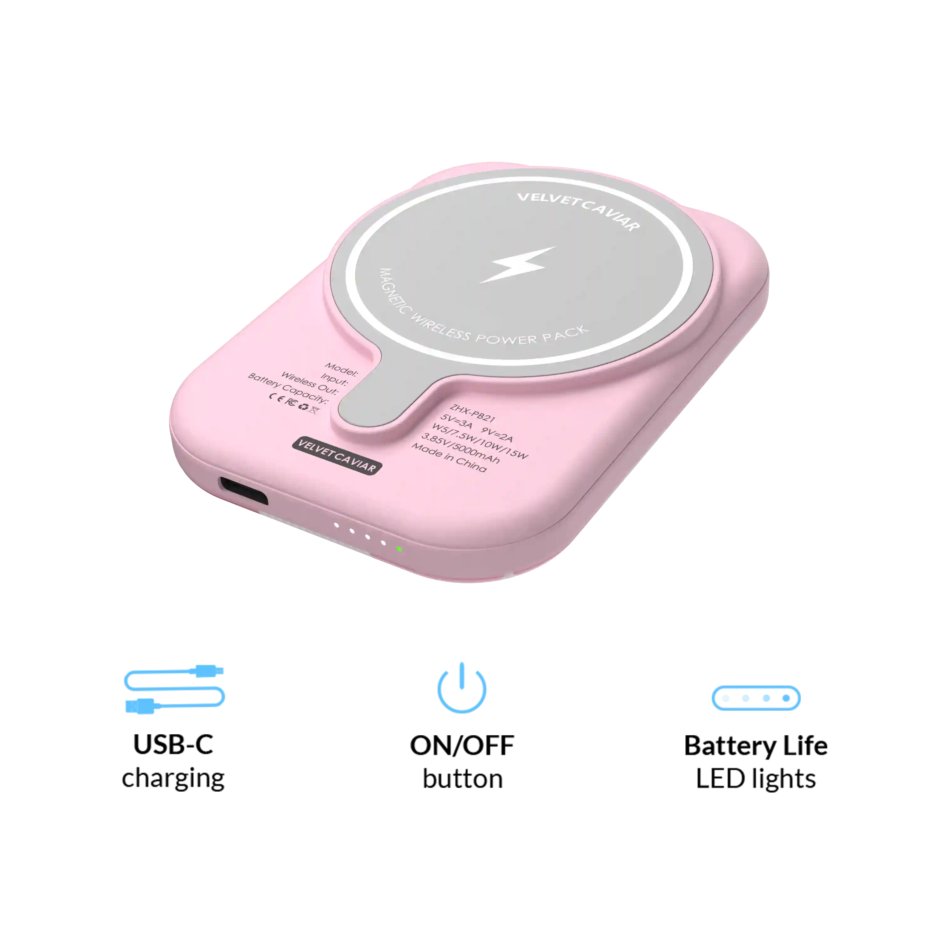Pink Vibe Checkered Portable MagSafe Charger Power Pack