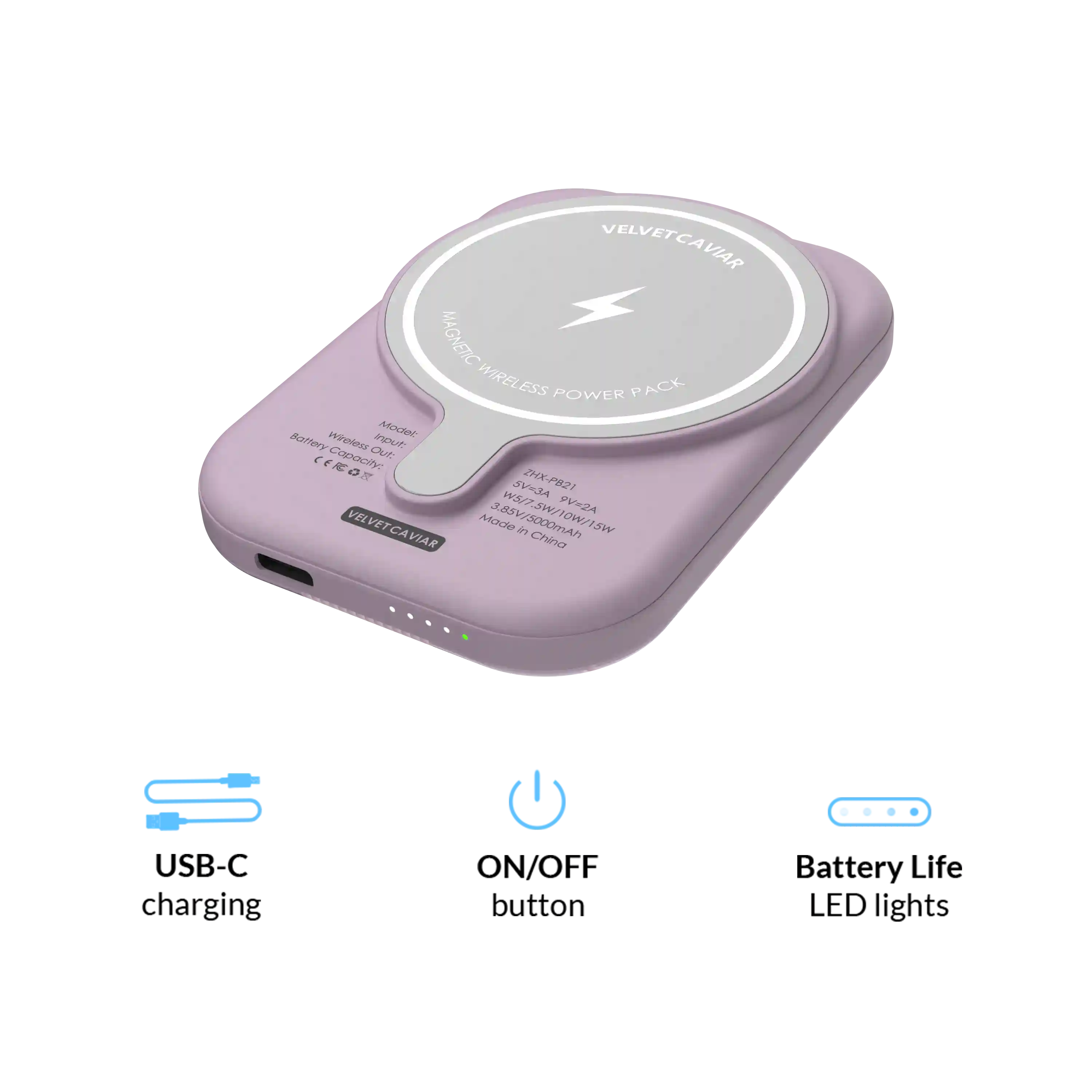Lilac Vibe Checkered Portable MagSafe Charger Power Pack