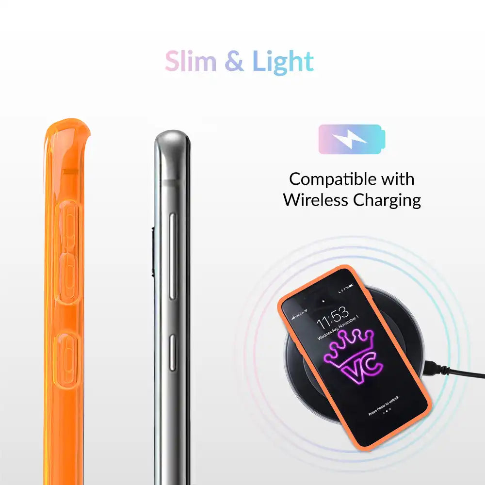 Neon Orange Clear Samsung Case