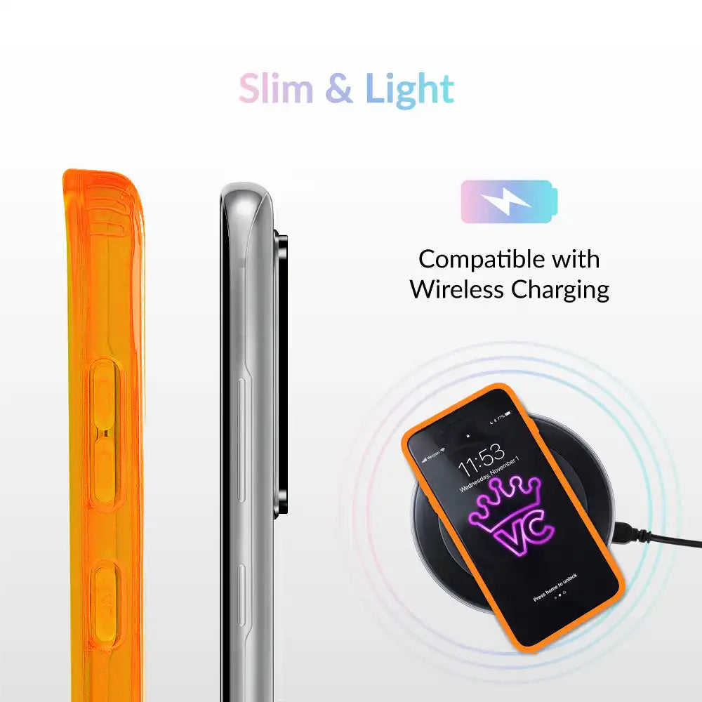 Neon Orange Clear Samsung Case