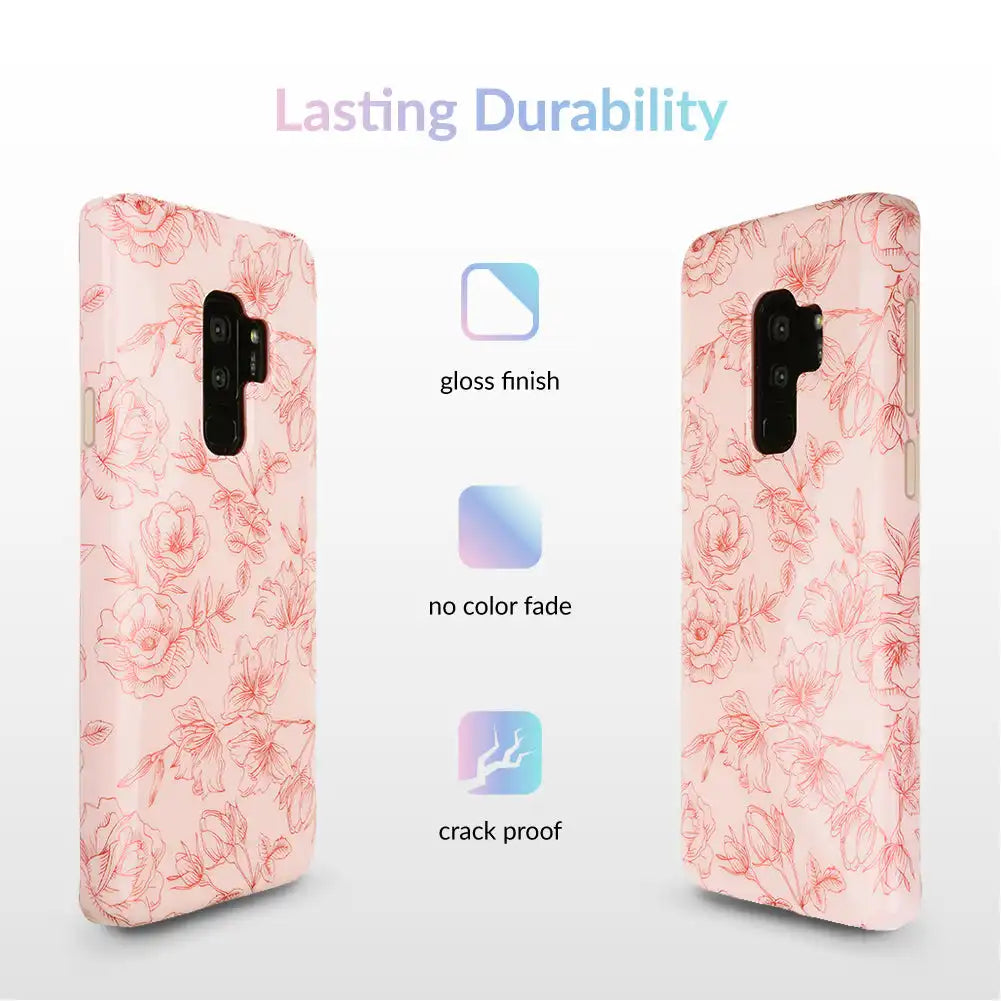 Nude Red Chrome Floral Samsung Galaxy Case