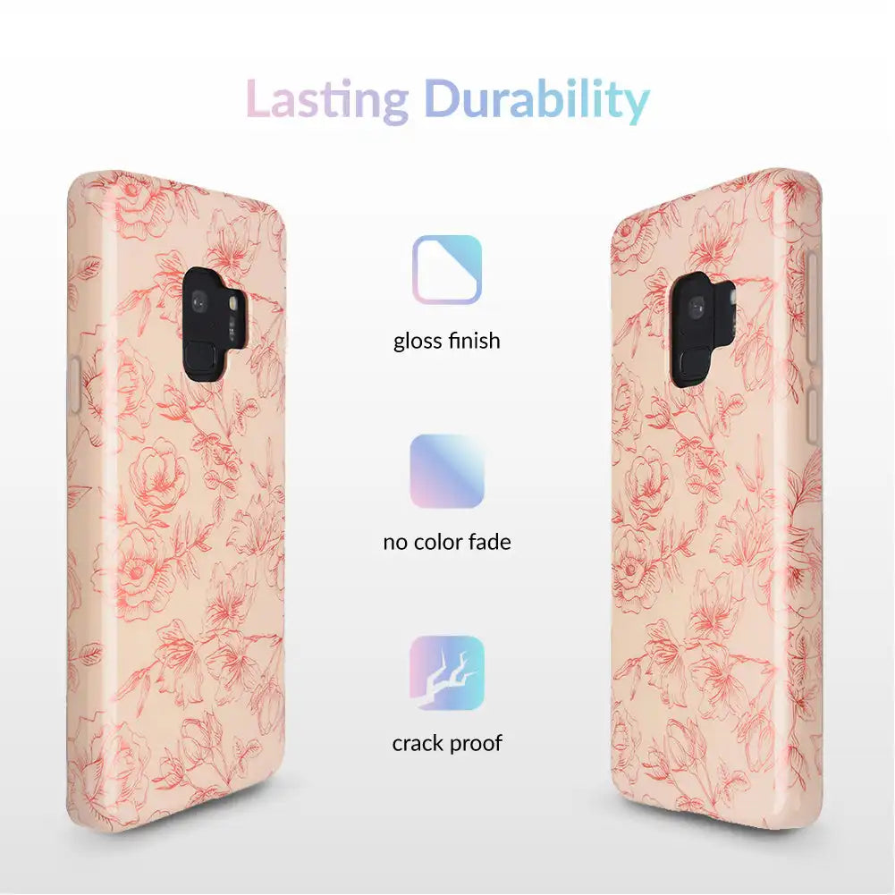 Nude Red Chrome Floral Samsung Galaxy Case