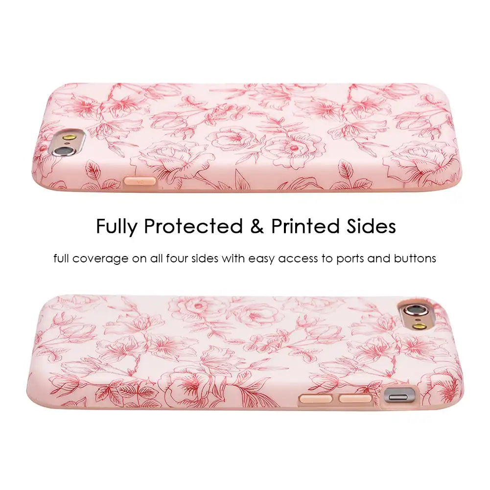 Nude Red Chrome Floral iPhone Case