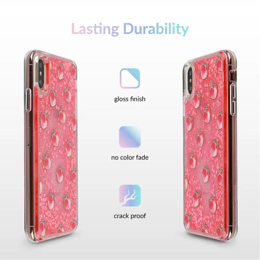 Peach Clear Glitter iPhone Case