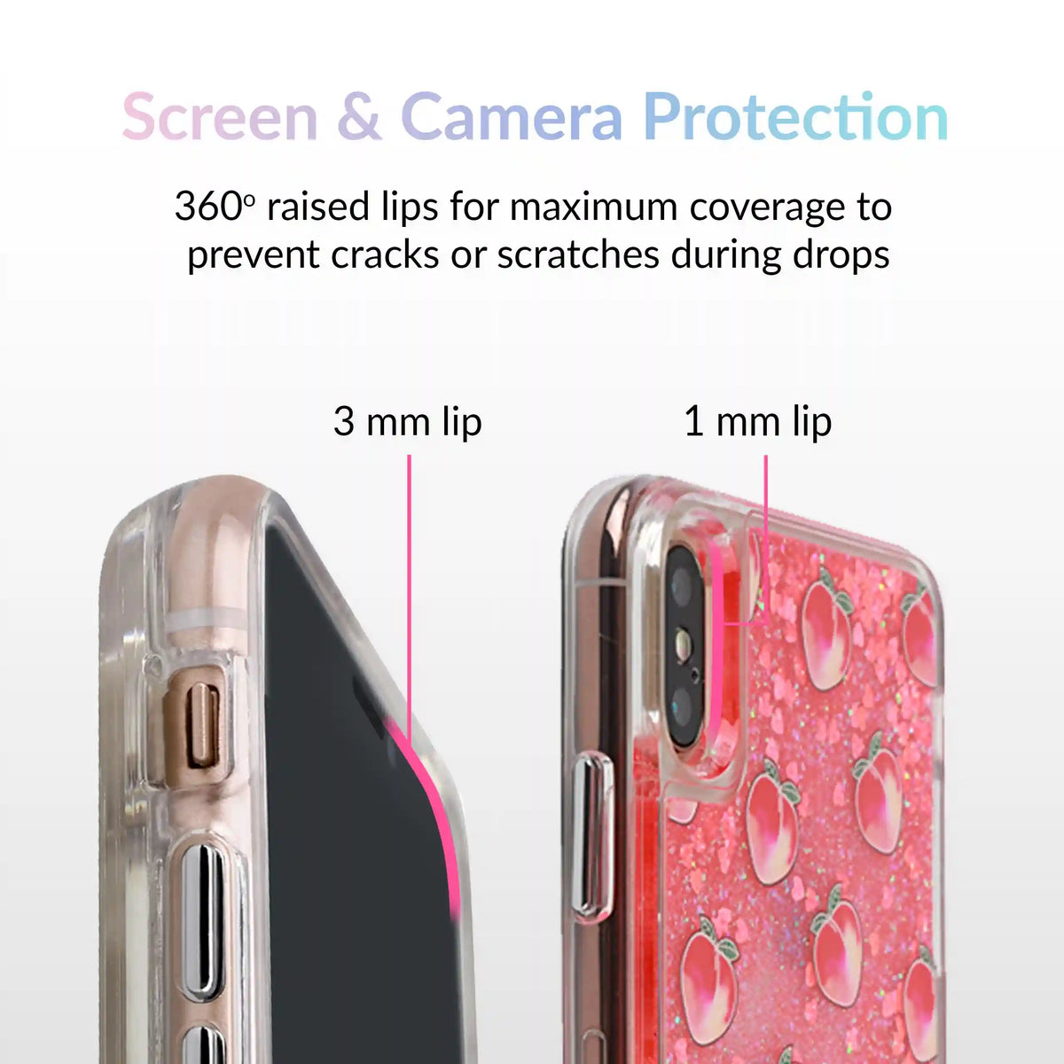 Peach Clear Glitter iPhone Case
