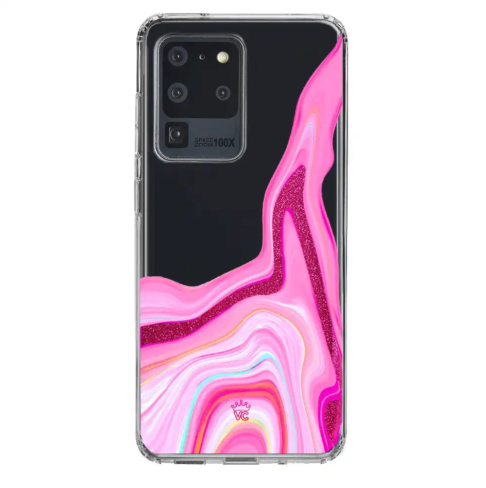Pink Geode Glitter Samsung Case