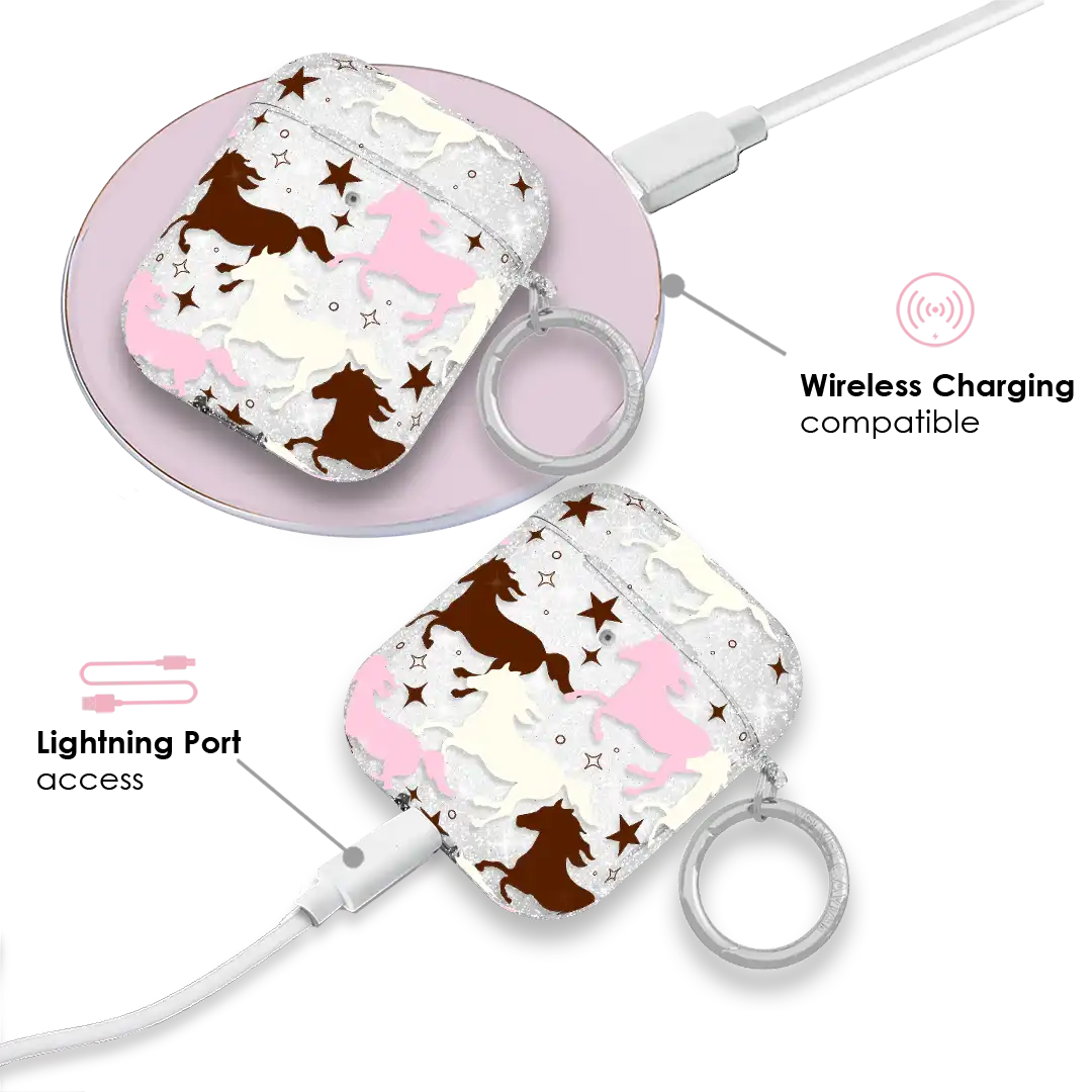 Pink Pony Glitter AirPod Case