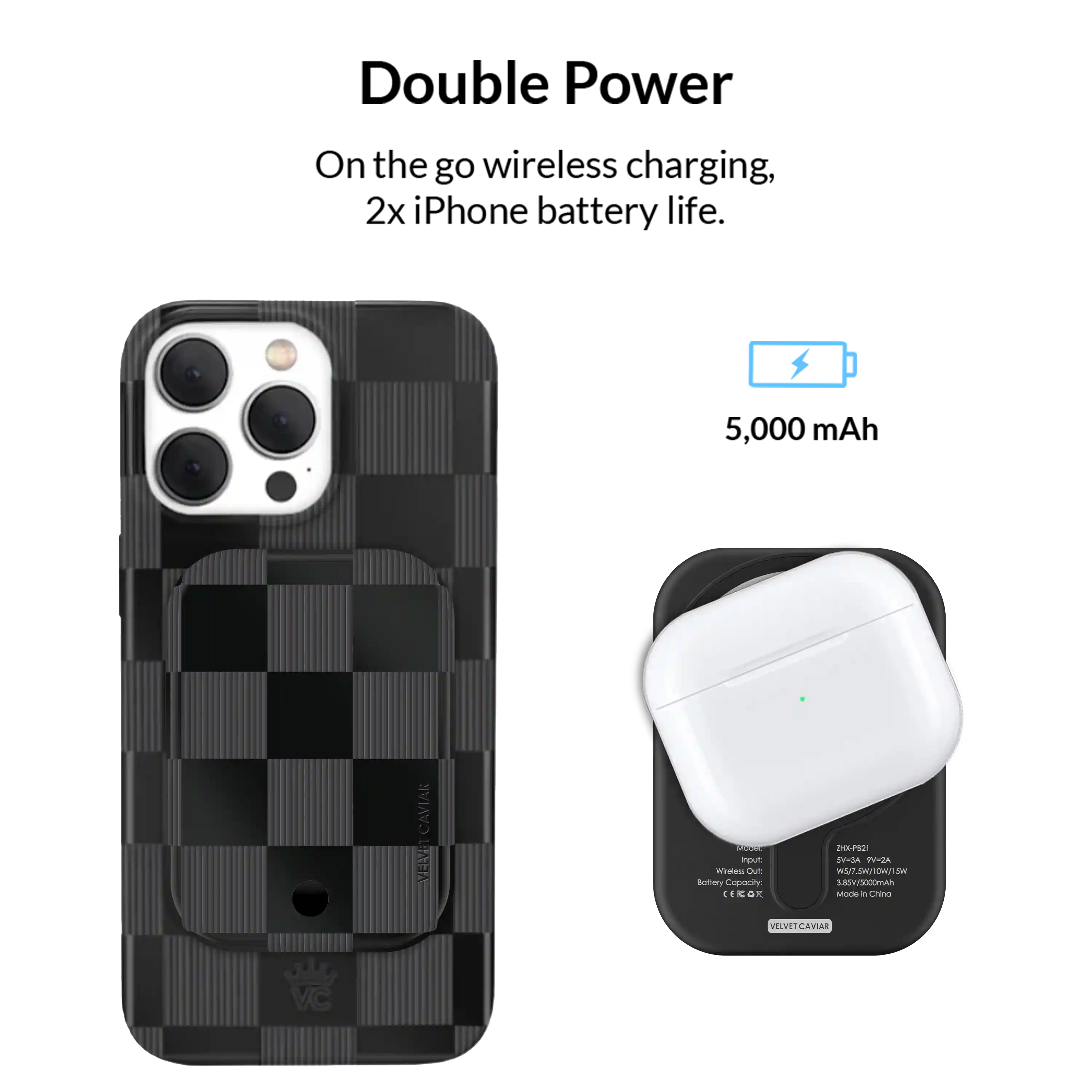 Noir Vibe Checkered Portable MagSafe Charger Power Pack