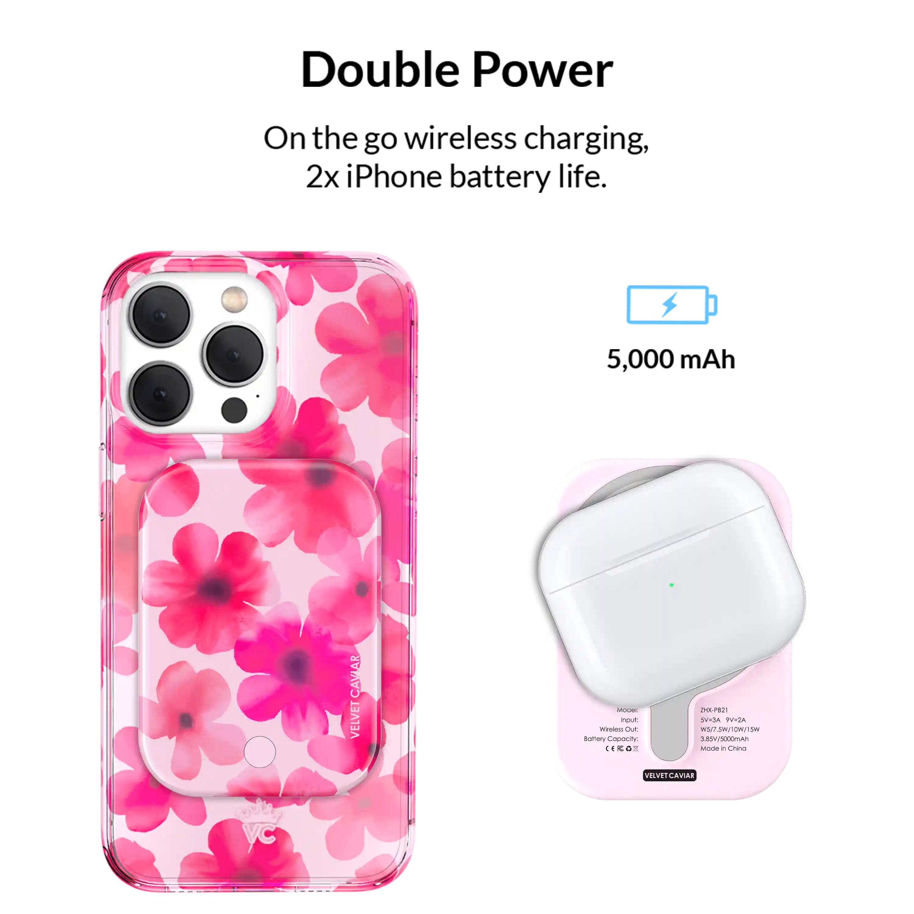 Cherry Blossom Portable MagSafe Charger Power Pack