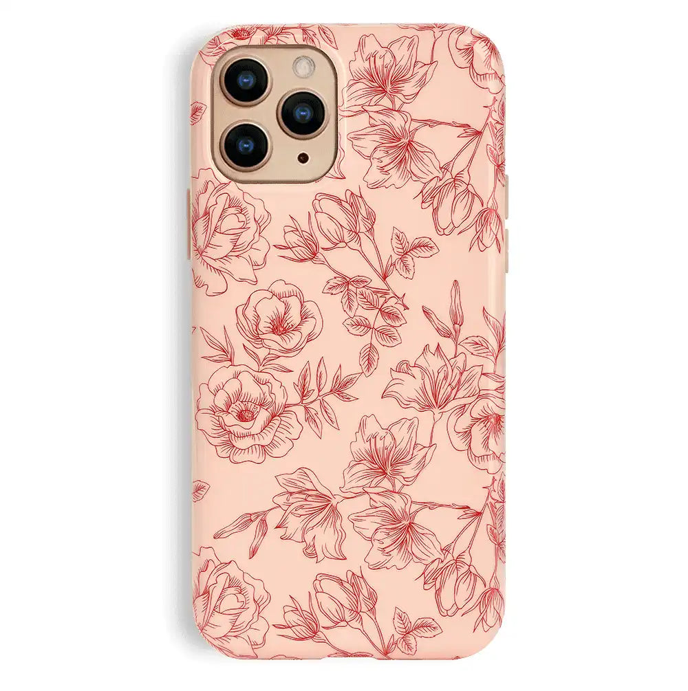 Nude Red Chrome Floral iPhone Case