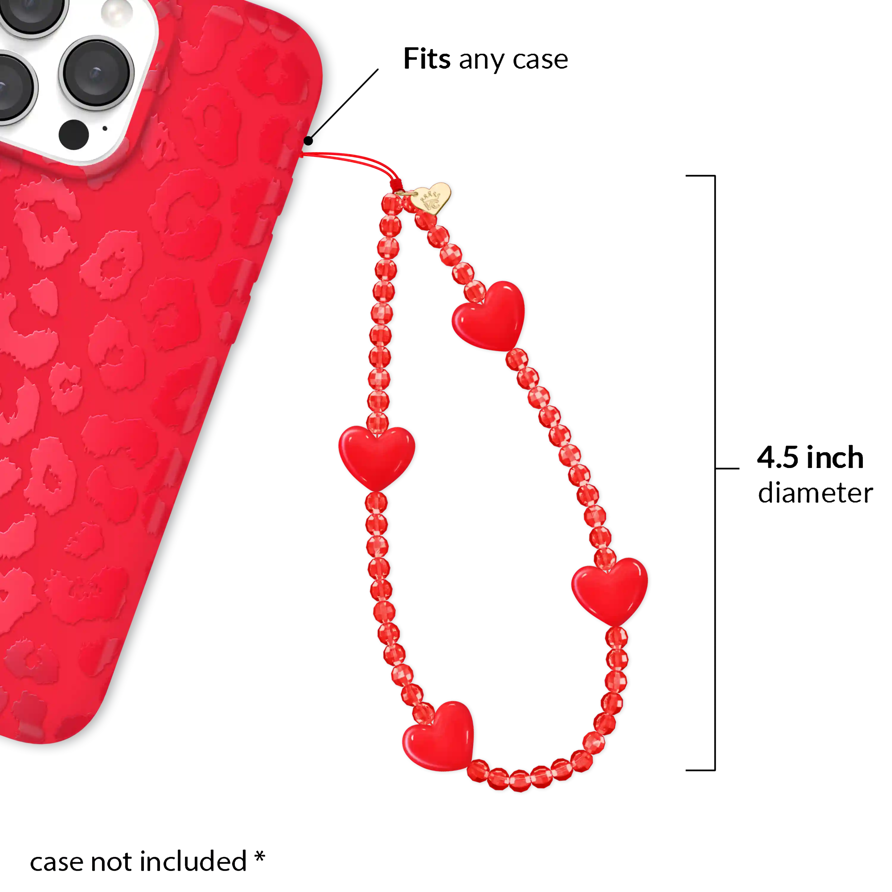 Red Heart Phone Charm