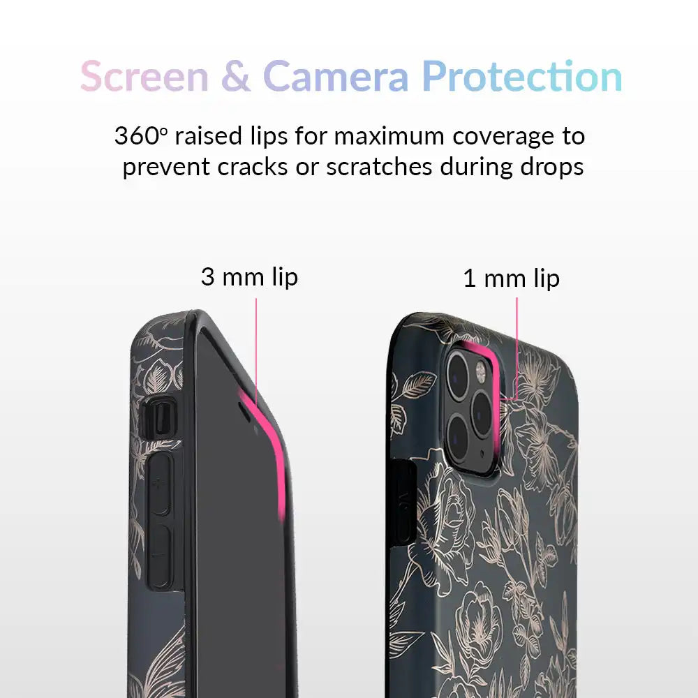 Floral Rose Gold Chrome iPhone Case