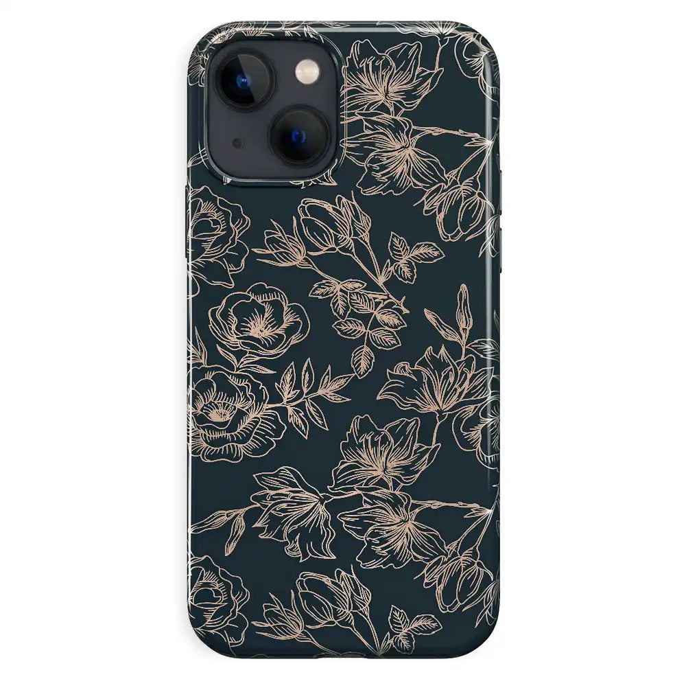 Floral Rose Gold Chrome iPhone Case