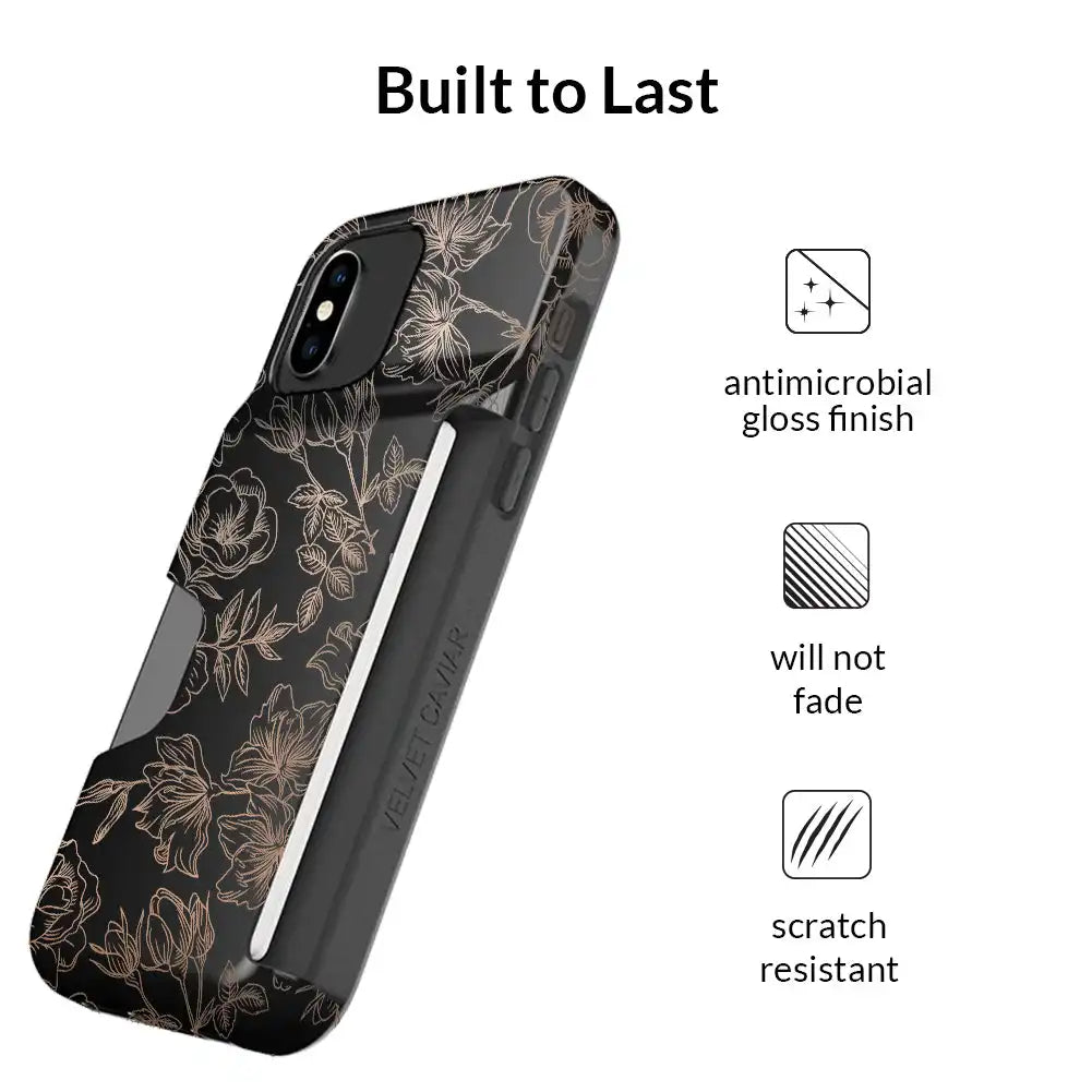 Floral Rose Gold iPhone Wallet Case