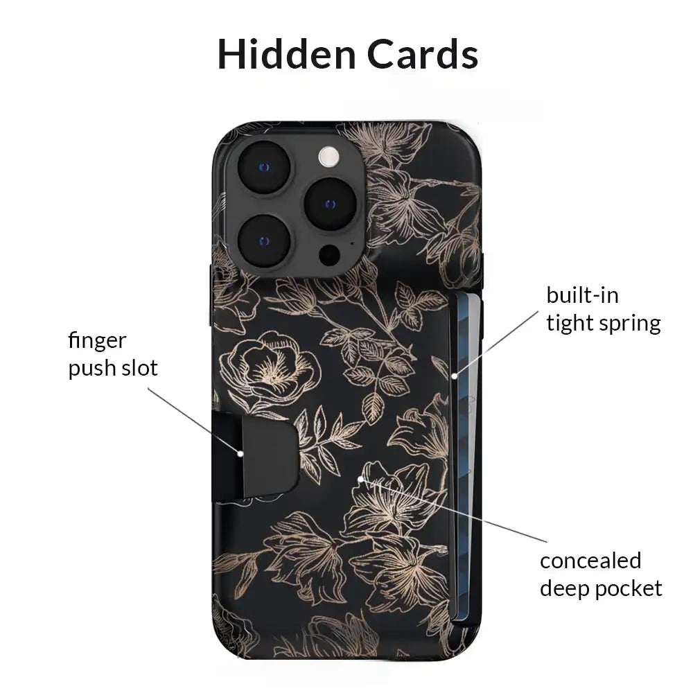 Floral Rose Gold iPhone Wallet Case