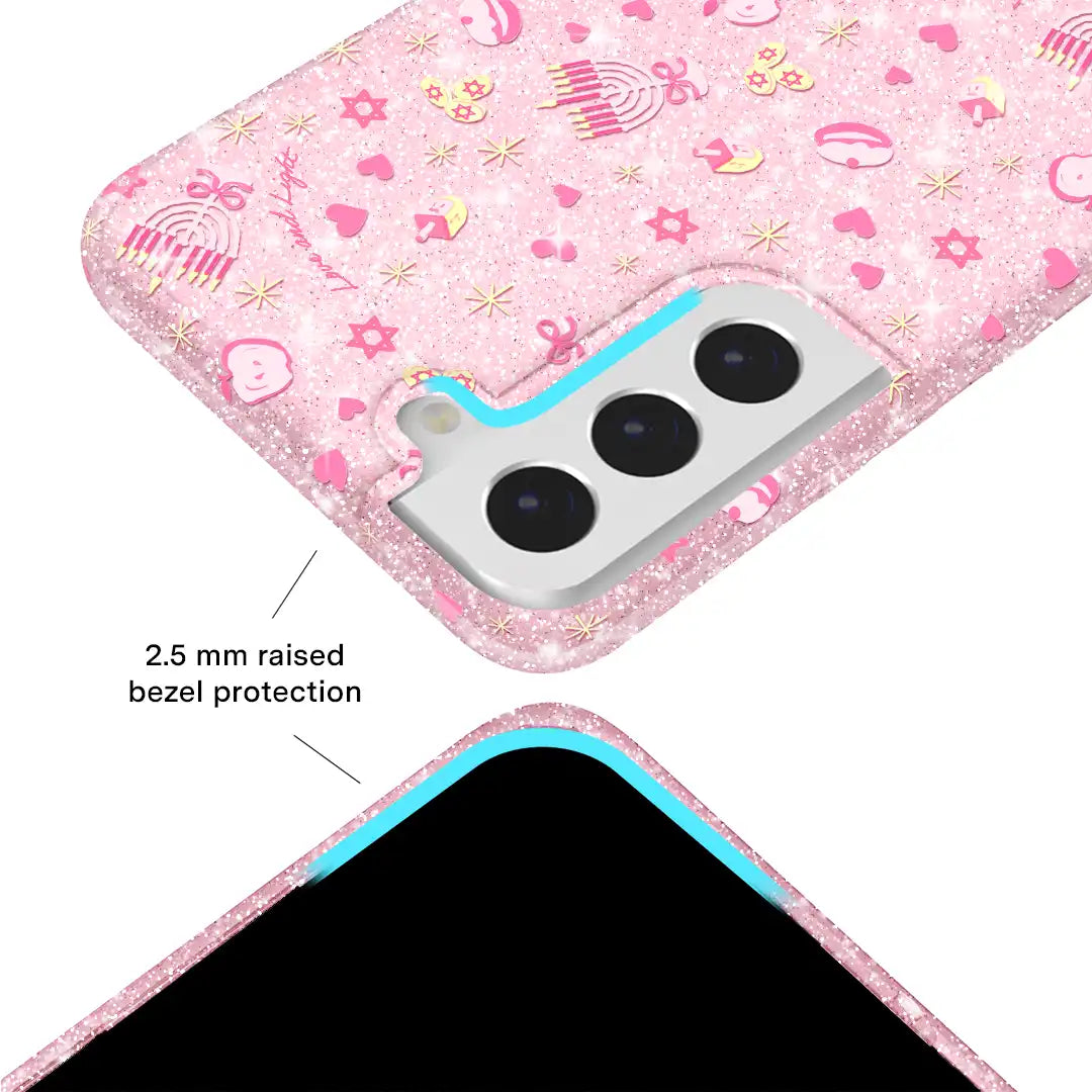 Pink Hanukkah Glitter Samsung Case