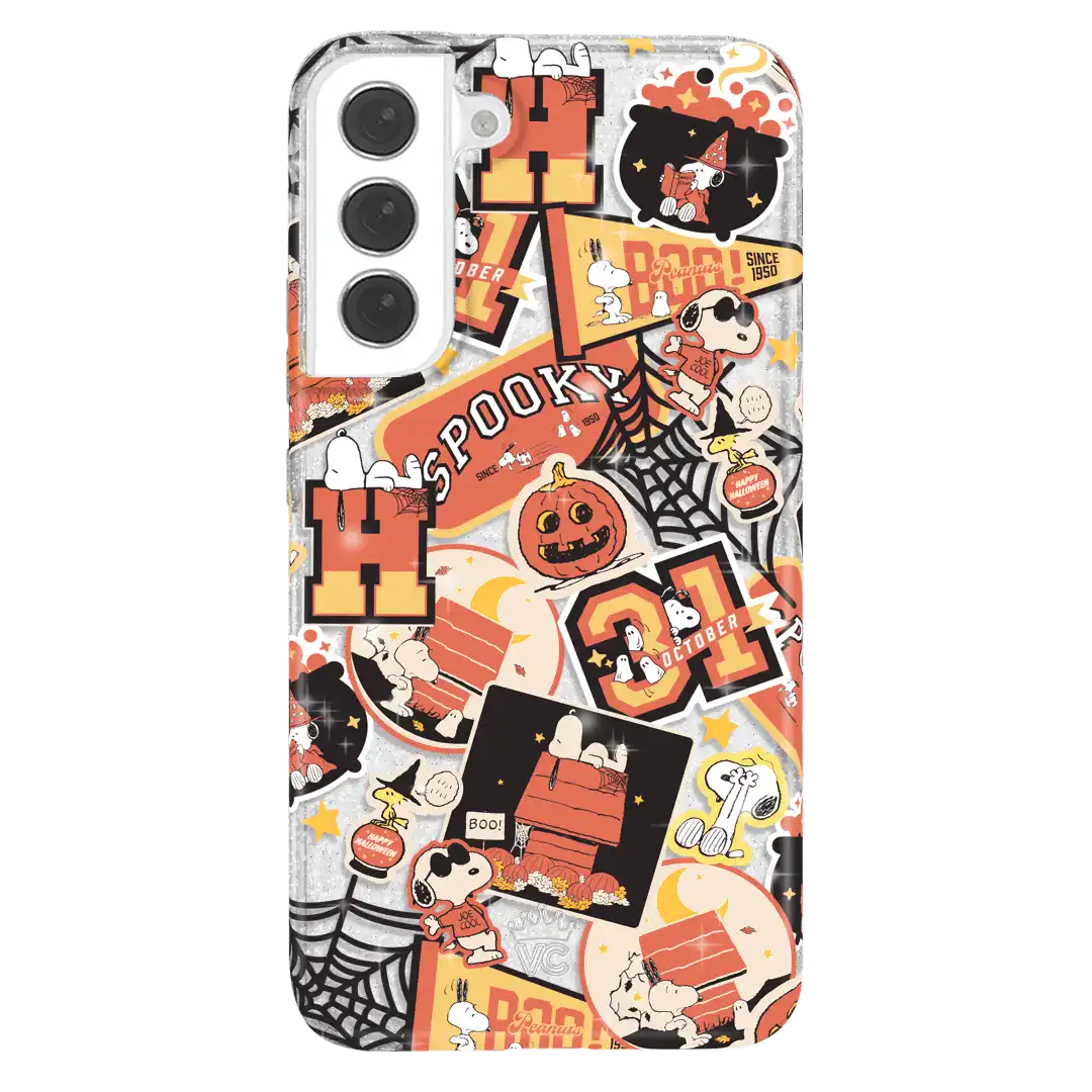 Snoopy Halloween Varsity Glitter Samsung Case