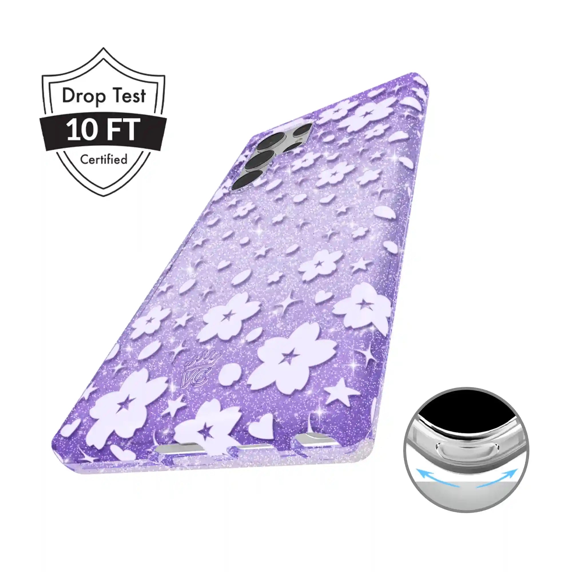 Lavender Cherry Blossom Glitter Samsung Case