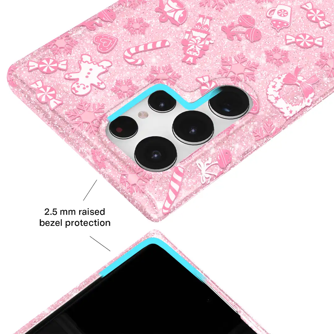 Pink Christmas Glitter Samsung Case