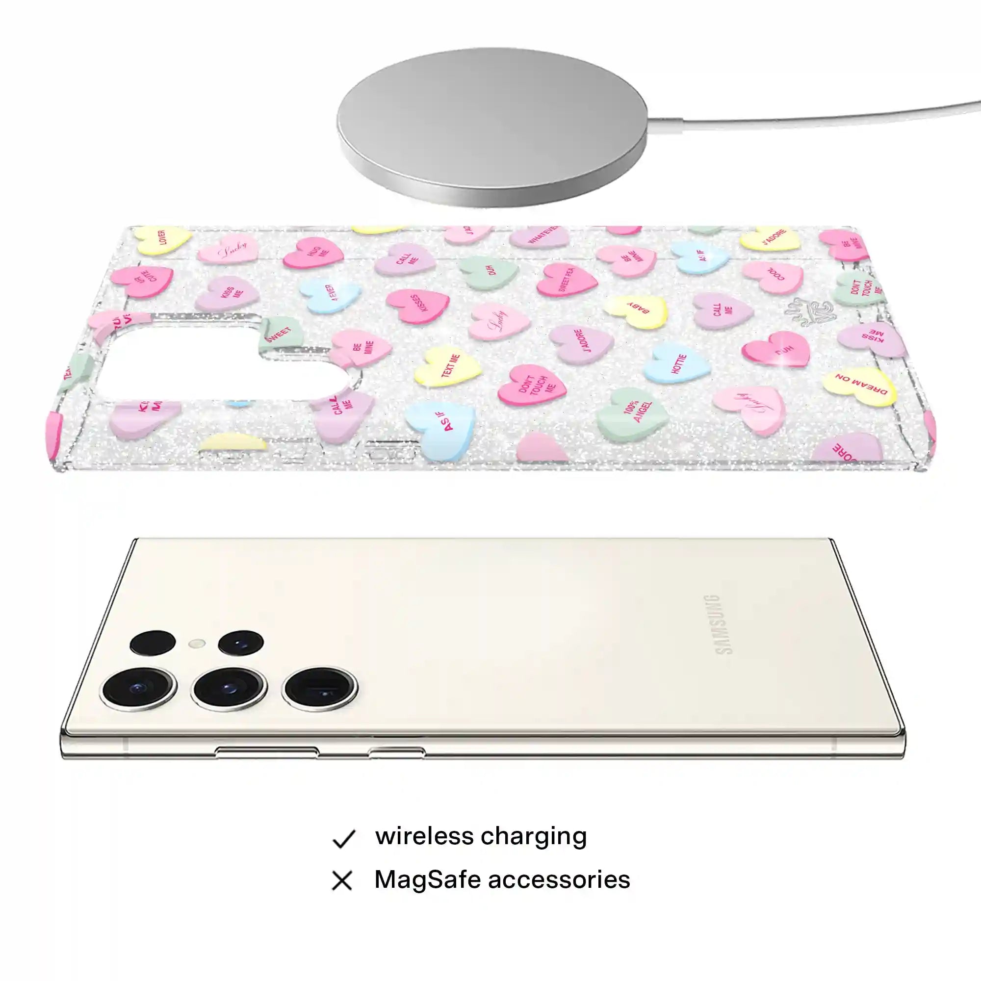 Sweet Hearts Glitter Samsung Case