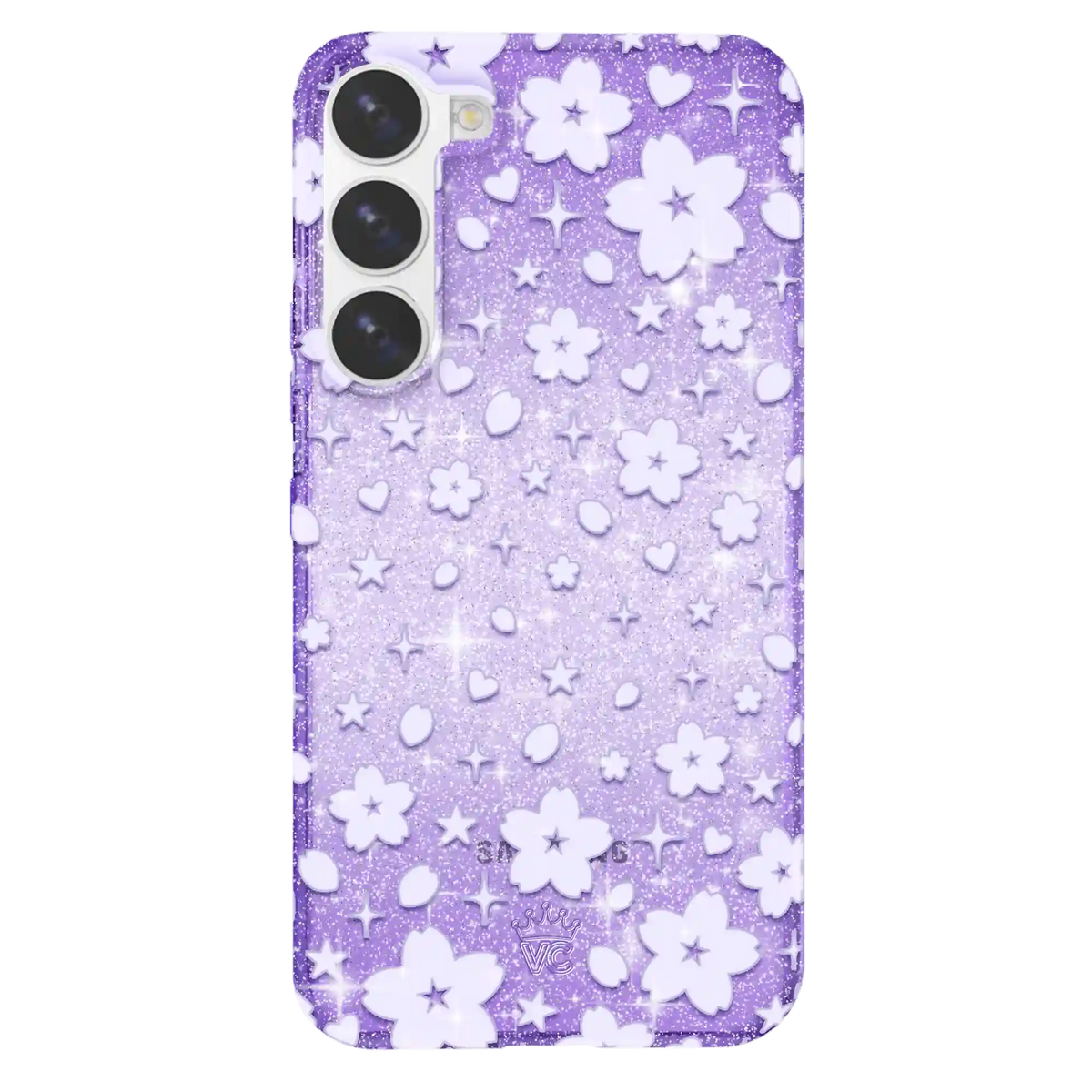Lavender Cherry Blossom Glitter Samsung Case