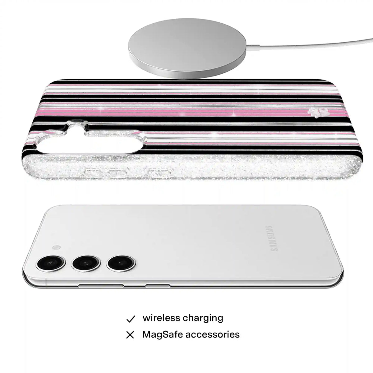 Pretty Punk Stripes Glitter Samsung Case