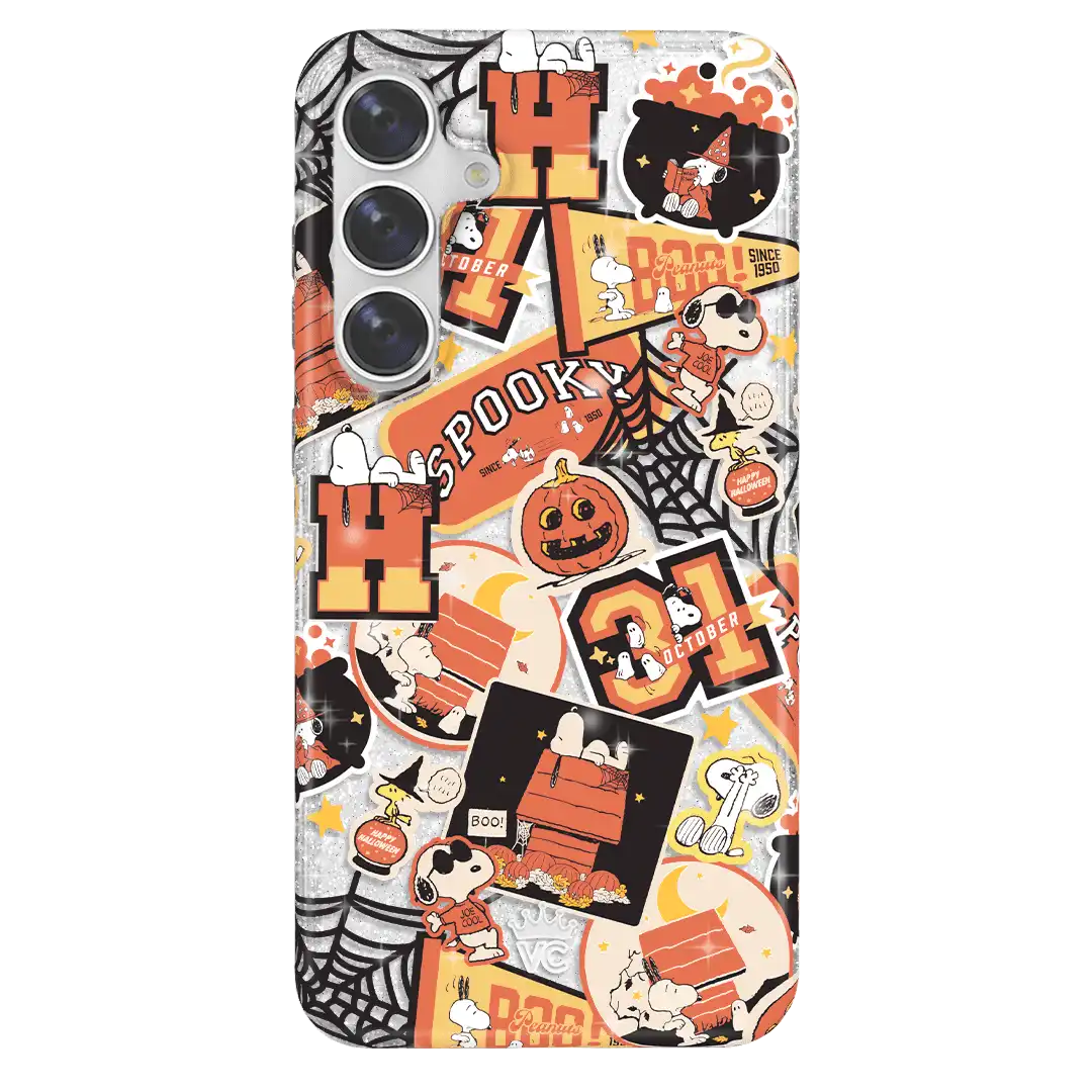 Snoopy Halloween Varsity Glitter Samsung Case