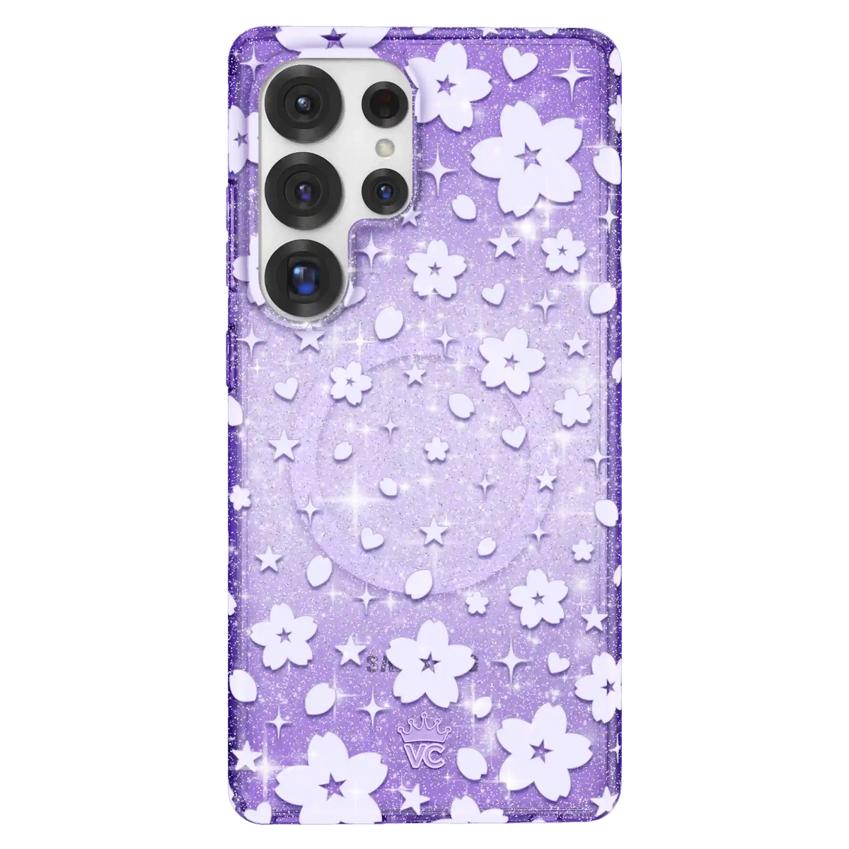 Lavender Cherry Blossom Glitter Samsung Case