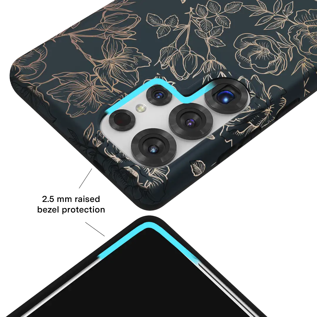 Floral Rose Gold Chrome Samsung Galaxy Case
