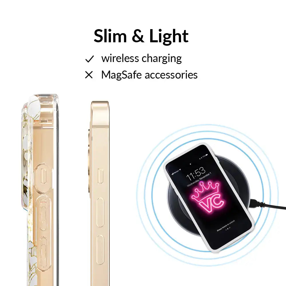 White and Gold Floral Clear iPhone Case