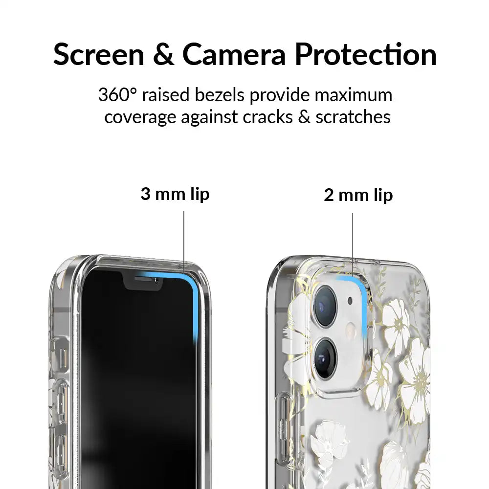 White and Gold Floral Clear iPhone Case