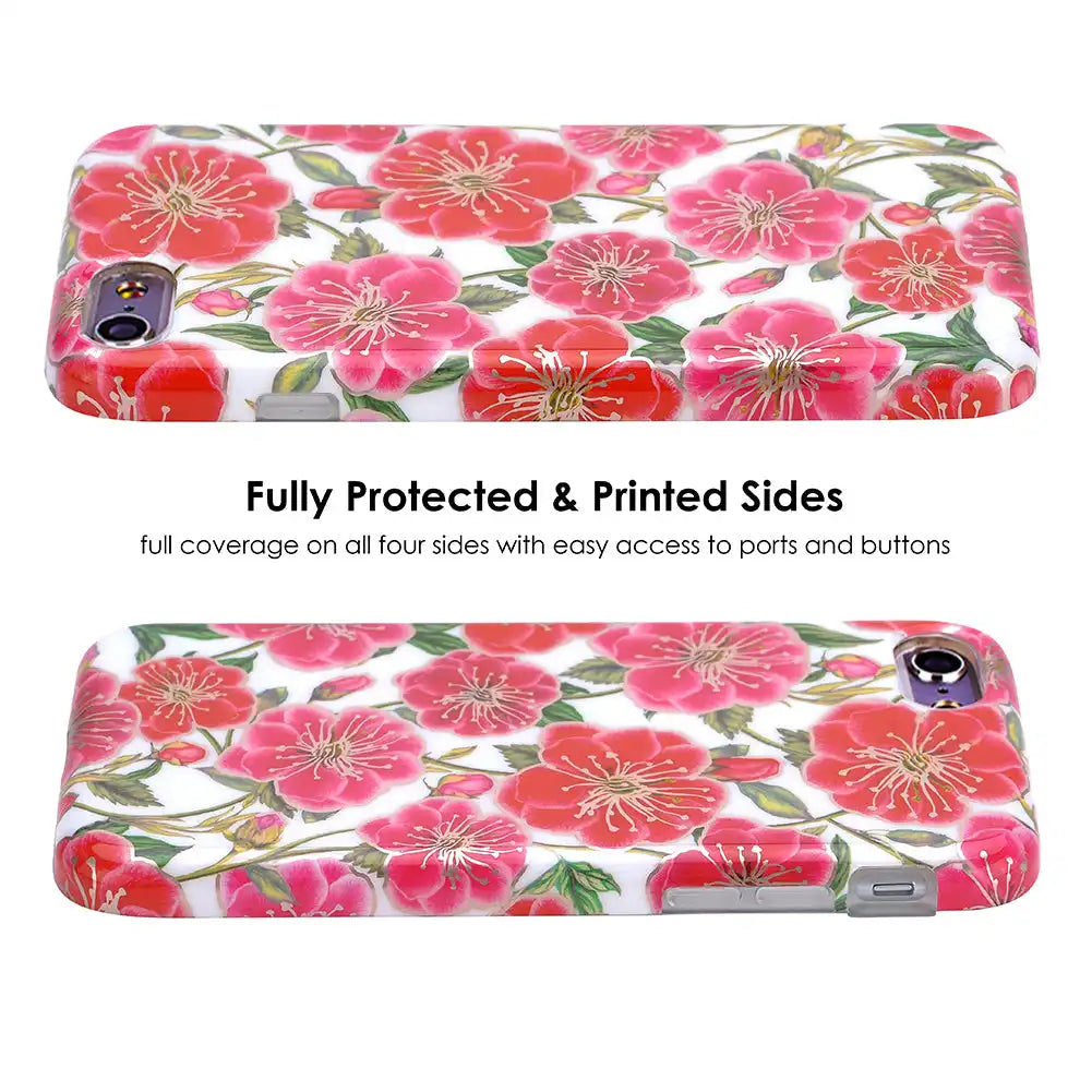 White Hibiscus Rose Gold Chrome Floral iPhone Case