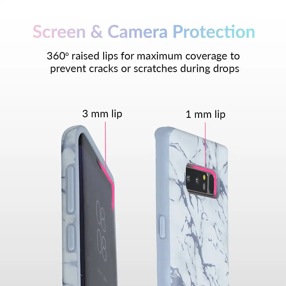 White Marble Blue Chrome Samsung Galaxy Case