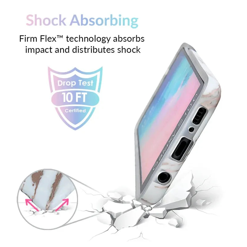 White Marble Rose Gold Chrome 2 Samsung Galaxy Case